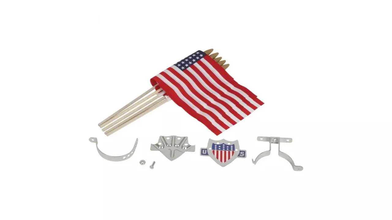 Ecklers Flag Set, Chrome, 5 Flags (1909-1927 Model T; 1917-1927 Model TT)