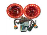Redline Lumtronix 5-3/4-Inch Round Elite Diamond Multi-Color Halo Headlights with Blue Halogen Bulbs; Chrome Housing; Clear Lens