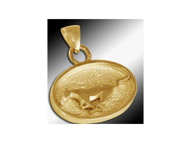 Ford Mustang Oval Pendant With Running Pony Logo- 14K