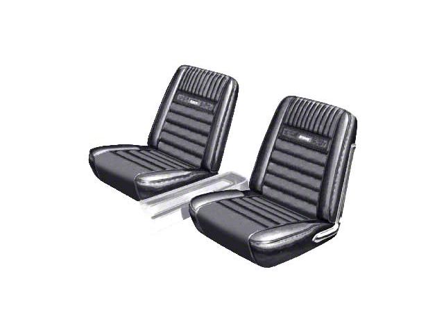 Ford Mustang Seat Cover Set - Front Buckets & Rear Bench - Black L-958 - Pony Interior - Embossed Running Horses On TheBackrest - Coupe