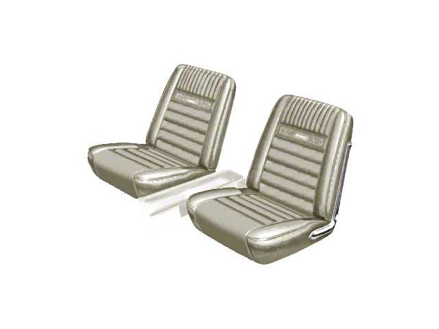 Ford Mustang Seat Cover Set - Front Buckets & Rear Bench - Parchment L-2613 - Pony Interior - Embossed Running Horses On The Backrest - Fastback