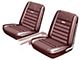 Ford Mustang Seat Cover Set - Front Buckets & Rear Bench - Dark Red Or Maroon L-2920 - Pony Interior - Embossed RunningHorses On The Backrest - Fastb