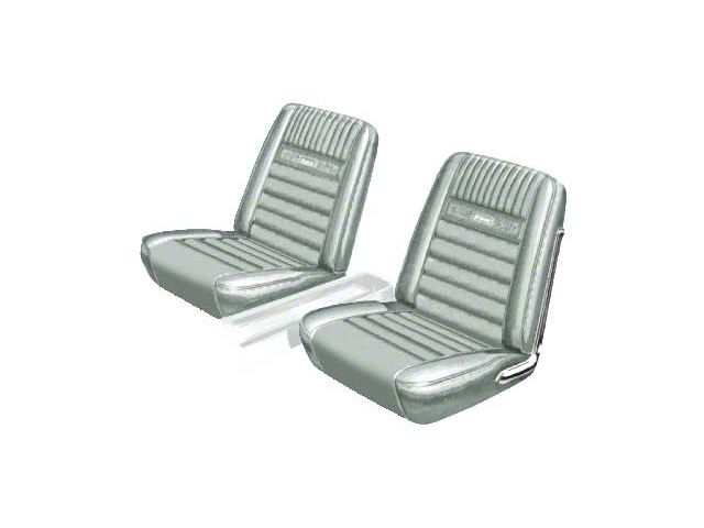 Ford Mustang Seat Covers - Front Buckets Only - White L-2290 - Pony Interior - Embossed Running Horses On The Backrest - All Body Styles