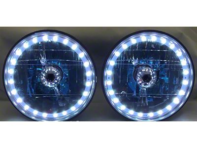 7 Round White Diamond Multi Color LED Halo Headlight