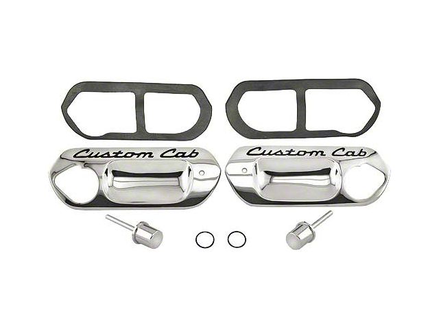 Ford Pickup Truck Door Handle Trim Plates - Chrome Plated With Lettering Painted Black