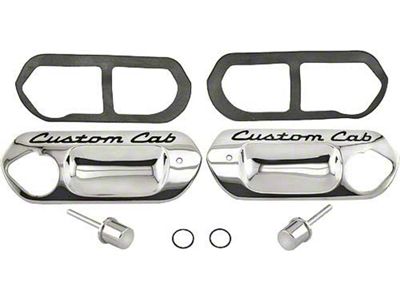 Ford Pickup Truck Door Handle Trim Plates - Chrome Plated With Lettering Painted Black