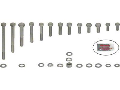 Ford Pickup Truck Engine Hardware Kit - Original Style - Stainless Steel - 351M V8 With Stock Valve Covers
