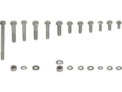 Ford Pickup Truck Engine Hardware Kit - Original Style - Stainless Steel - 460 V8 With Cast Valve Covers