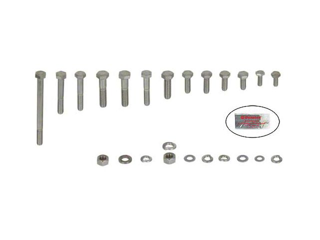 Ford Pickup Truck Engine Hardware Kit - Original Style - Stainless Steel - 460 V8 With Stock Valve Covers