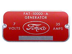 Pickup Truck Generator Metal Tag (54-55 F-100; 54-55 F-250; 54-55 F-350)