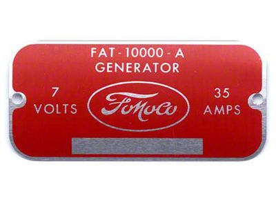 Ford Pickup Truck Generator Metal Tag