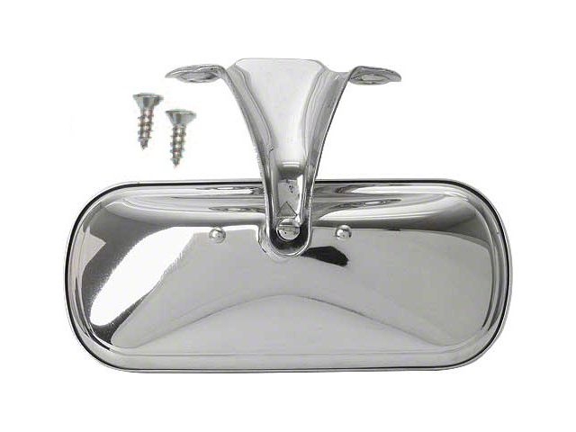 Ford Pickup Truck Inside Rear View Mirror Assembly - Stainless Steel - With Original Style Bracket (For Closed Car. Also 1941-1948 Passenger)