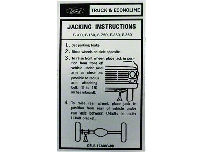 Ford Pickup Truck Jack Instructions Decal