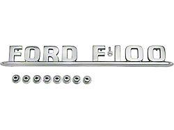 Ford Pickup Truck Side Hood Emblems - Chrome - Includes Dots - FORD F-100