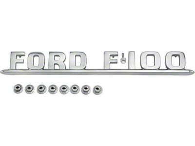 Ford Pickup Truck Side Hood Emblems - Chrome - Includes Dots - FORD F-100