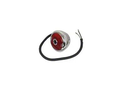 Ford Pickup Truck Tail Light Assembly - Pickup - Round - Stainless Steel Housing & Rim - Left - With Blue Dot Lens Installed