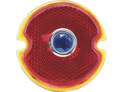 Ford Pickup Truck Tail Light Lens - Round - Red Glass Lens With Blue Dot Glass - Pickup