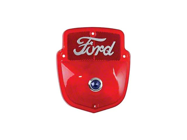 Ford Pickup Truck Tail Light Lens - Shield Type - Chrome Ford Script With Blue Dot Lens - Flareside Pickup