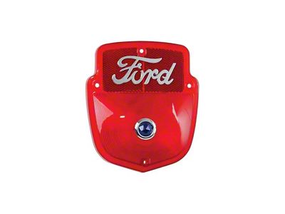Ford Pickup Truck Tail Light Lens - Shield Type - Chrome Ford Script With Blue Dot Lens - Flareside Pickup
