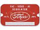 Ford Pickup Truck Voltage Regulator Metal Tag - Reproduction - As Original