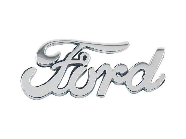 Ford Script Logo - 3 Long x 1/2 High - Chrome-Plated Die-Cast Steel - Peel & Stick Type
