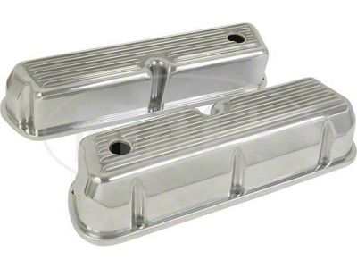 Ford Small Block Tall Finned Polished Aluminum Valve Covers (Using Small-Block V8 Ford Engine)