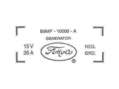 Ford Thunderbird Generator Decal, 35 Amp Generator, 352 V8 With Air Conditioning, B9MF-10002-A, 1959