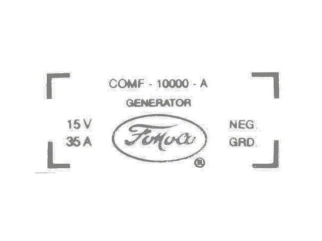 Ford Thunderbird Generator Decal, 35 Amp Generator, 430 V8 With Air Conditioning, COMF-10002-A, 1959-60