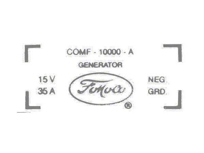 Ford Thunderbird Generator Decal, 35 Amp Generator, 430 V8 With Air Conditioning, COMF-10002-A, 1959-60