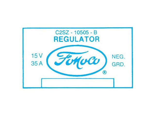 Ford Thunderbird Voltage Regulator Decal, 35 Amp, No Air Conditioning, C2SZ-B, After 5-21-1962
