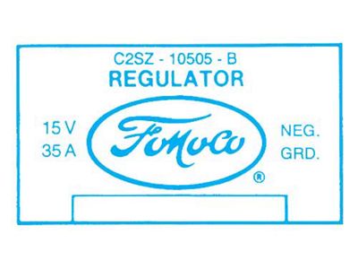 Ford Thunderbird Voltage Regulator Decal, 35 Amp, No Air Conditioning, C2SZ-B, After 5-21-1962