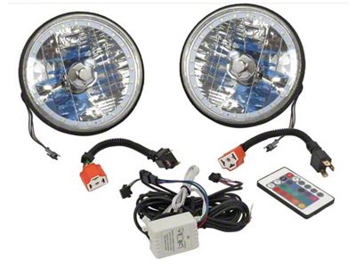 7 Round White Diamond Multi Color LED Halo Headlight