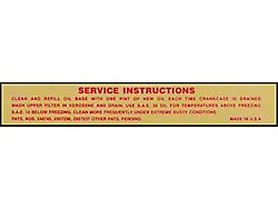 Air Cleaner Decal, Service Instructions (55-56 Ford Thunderbird)