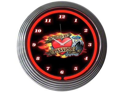 Ford Thunderbird Clock, Red Neon, Ford Fueled By Passion Design