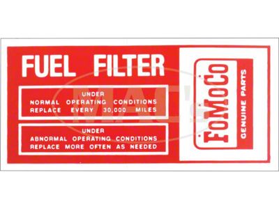 Ford Thunderbird Fuel Filter Decal, For Tri-Power Cars, 1962-63