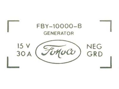 Ford Thunderbird Generator Decal, Generator B Decal, 1956