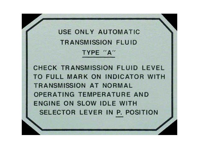 Ford Thunderbird Glove Box Decal, Automatic Transmission, 1955-57