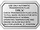 Ford Thunderbird Glove Box Decal, Automatic Transmission, 1955-57