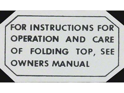 Ford Thunderbird Glove Box Decal, Folding Top, 1955-57