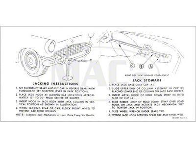 Ford Thunderbird Jack Instruction Decal, 1957