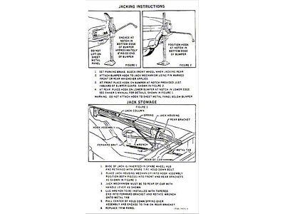 Ford Thunderbird Jack Instruction Decal, 1965