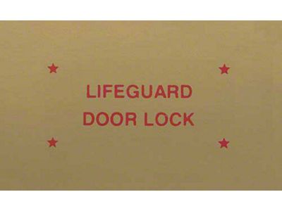 Ford Thunderbird Lifeguard Door Lock Decal, 1957