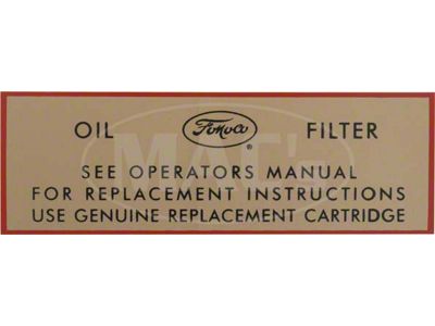 Ford Thunderbird Oil Filter Canister Decal, 1955-56