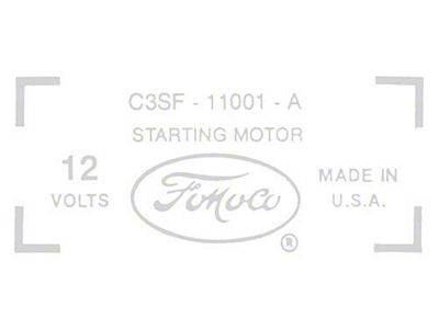 Ford Thunderbird Starter Decal, C3SF-11001-A, 1963-64