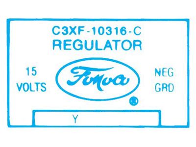 Ford Thunderbird Voltage Regulator Decal, 30 Amp, With Air Conditioning, C3XF-C, 1963