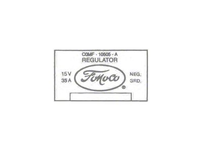 Ford Thunderbird Voltage Regulator Decal, 35 Amp, 352 & 430V8 With Air Conditioning, COMF, 1960