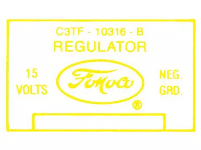 Ford Thunderbird Voltage Regulator Decal, 40 Amp, C3TF-B, 1963