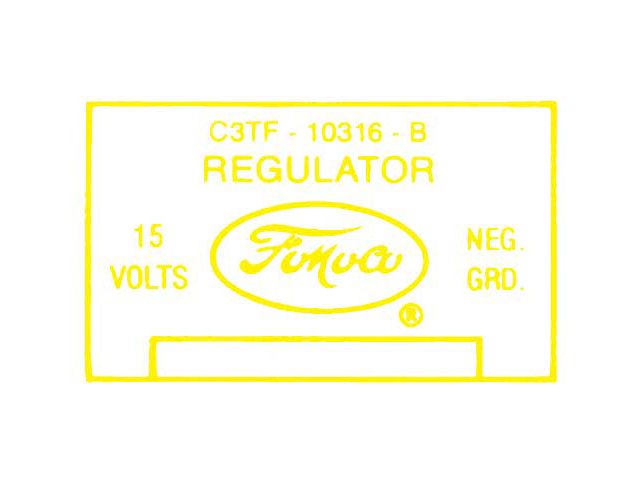 Ford Thunderbird Voltage Regulator Decal, 40 Amp, C3TF-B, 1963