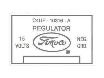 Ford Thunderbird Voltage Regulator Decal, 40 Amp, No Air Conditioning, C4OF-A, 1964