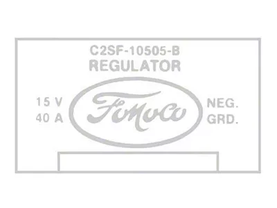 Ford Thunderbird Voltage Regulator Decal, 40 Amp, With Air Conditioning, C2SF-B, 1962